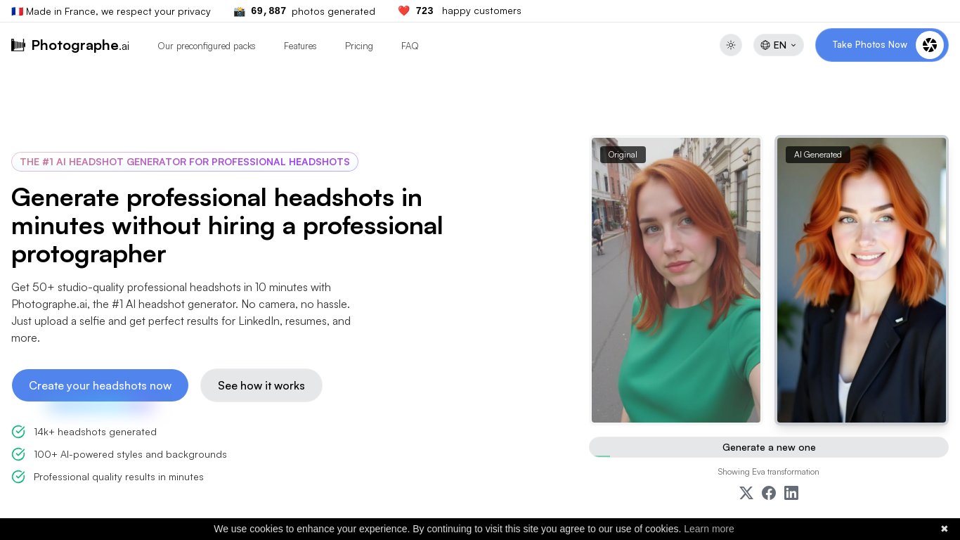 Photographe AI Landing page