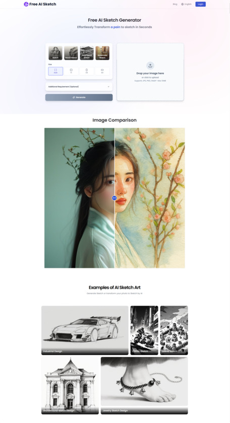 AI Photo Sketch Landing Page