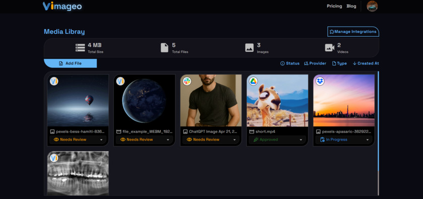 Vimageo Landing Page
