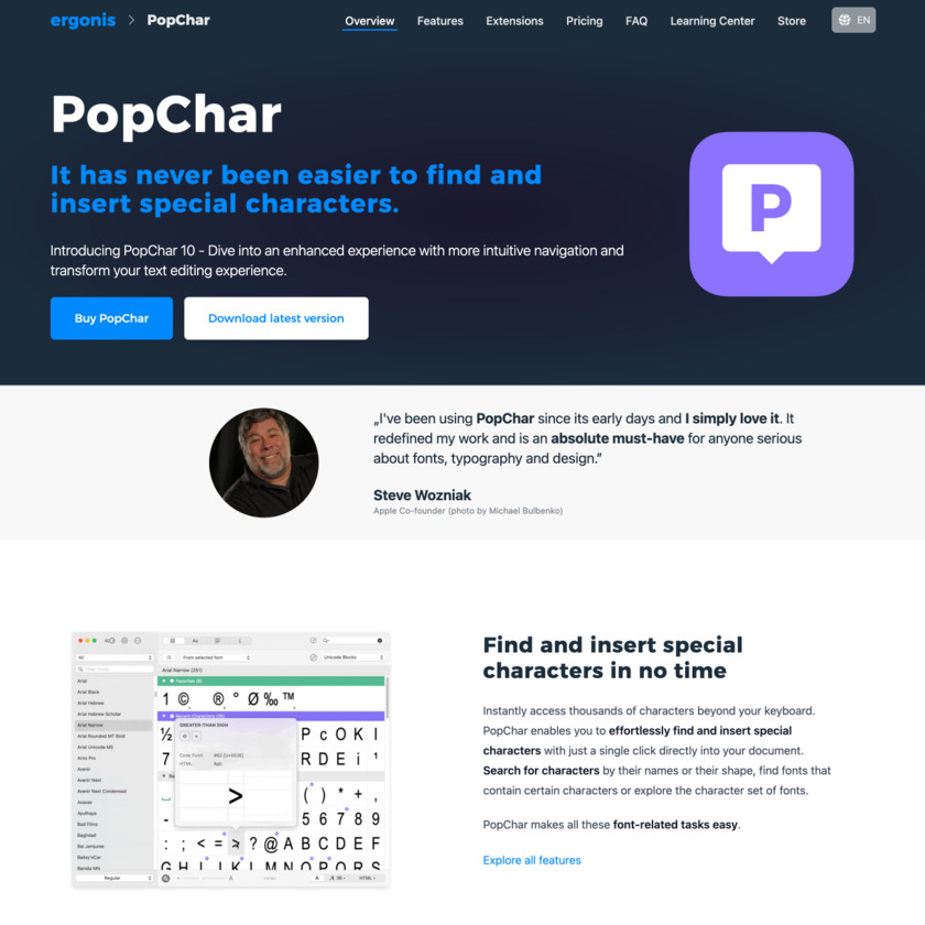 PopChar Landing Page