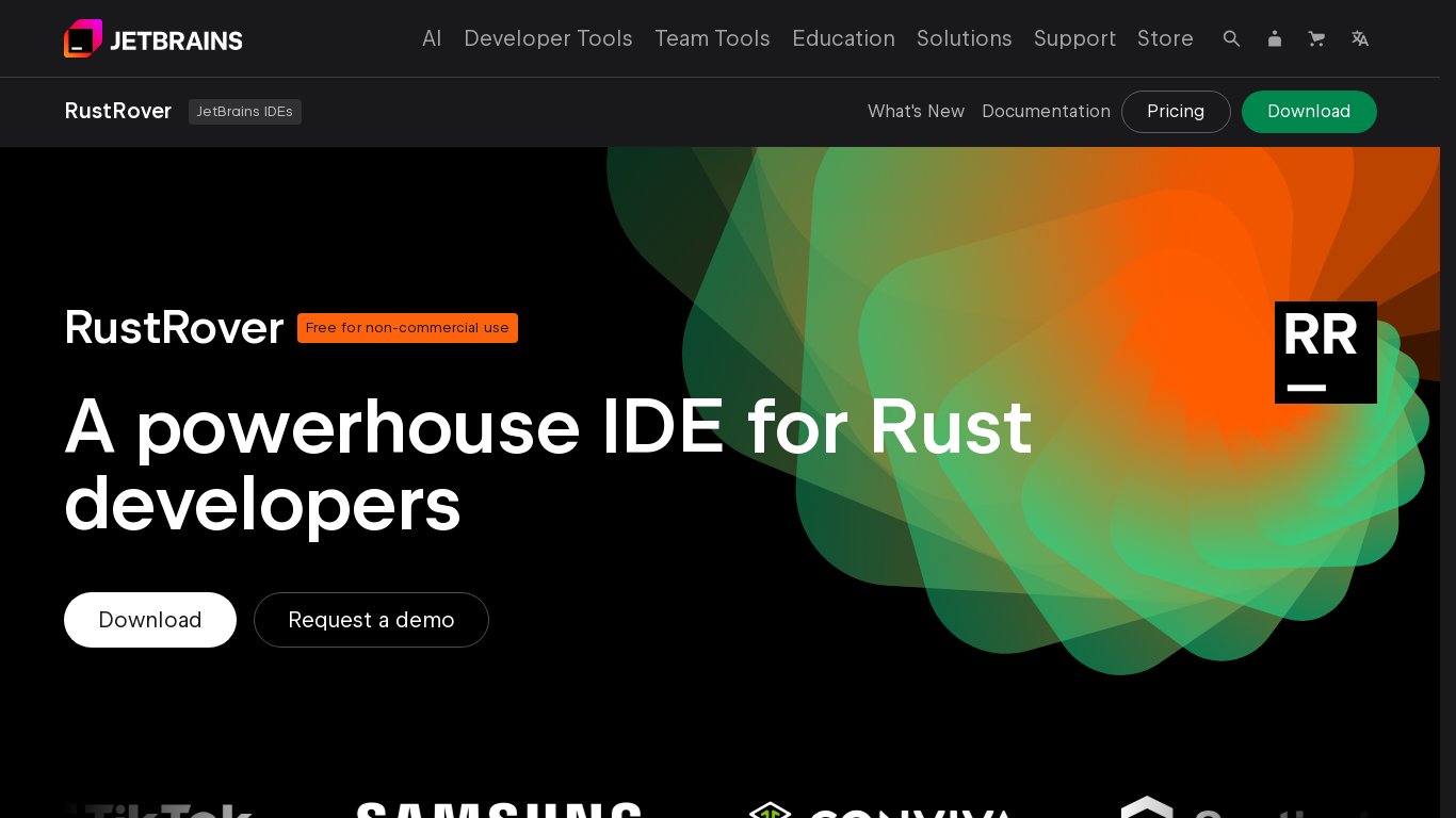 RustRover Landing page