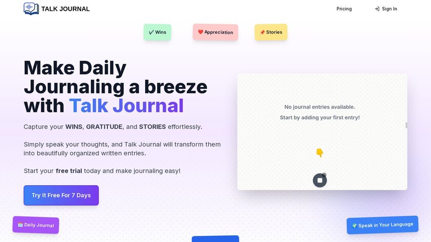 TalkJournal.io Landing Page