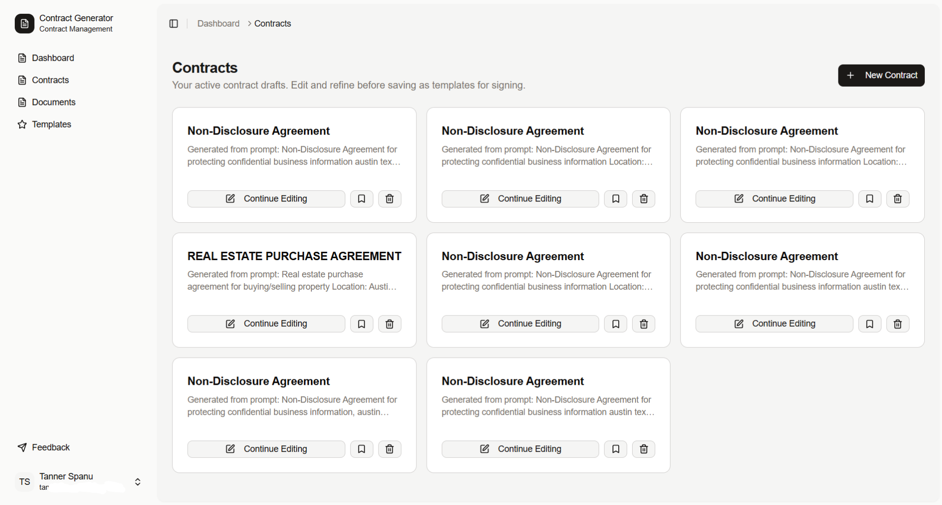 Contractgenerator.io Create once, Reuse multiple times.