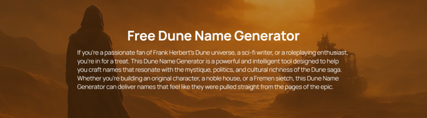 Dune Name Generator Landing Page