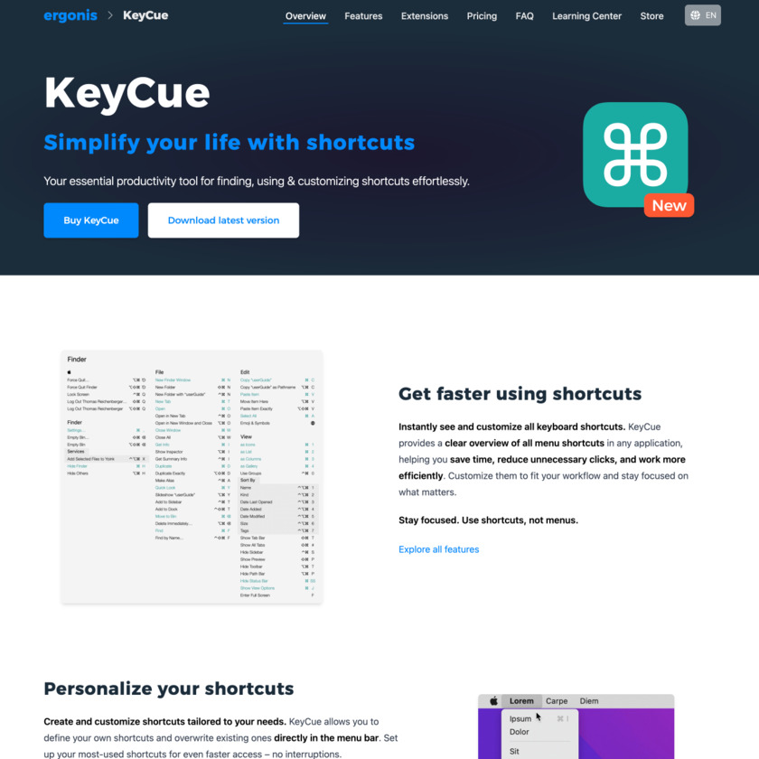 KeyCue Landing Page