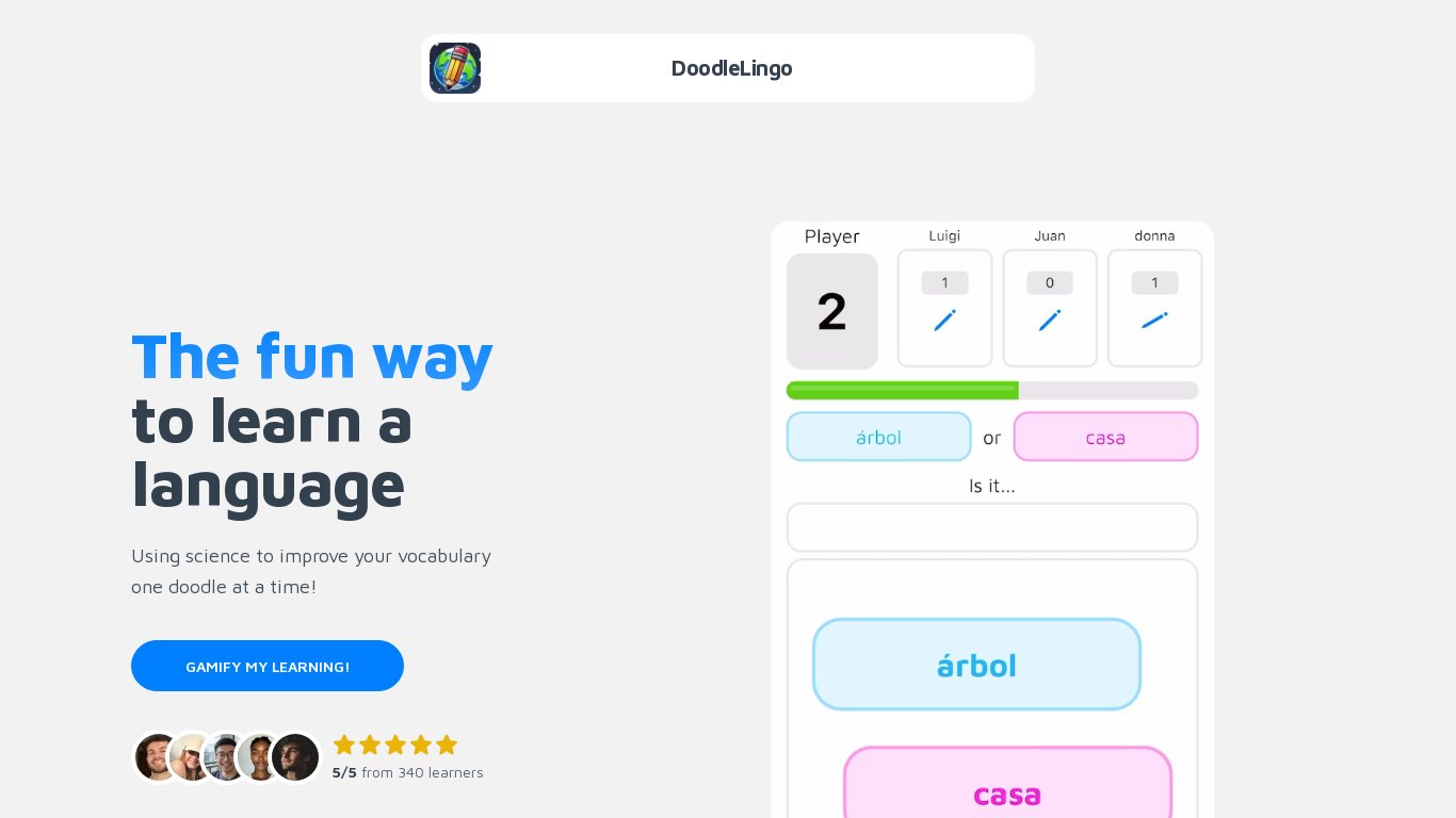 DoodleLingo - Draw and Learn! Landing page