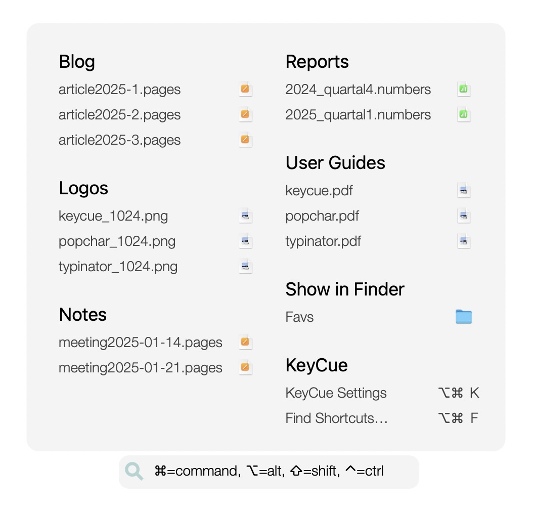 KeyCue Folder view