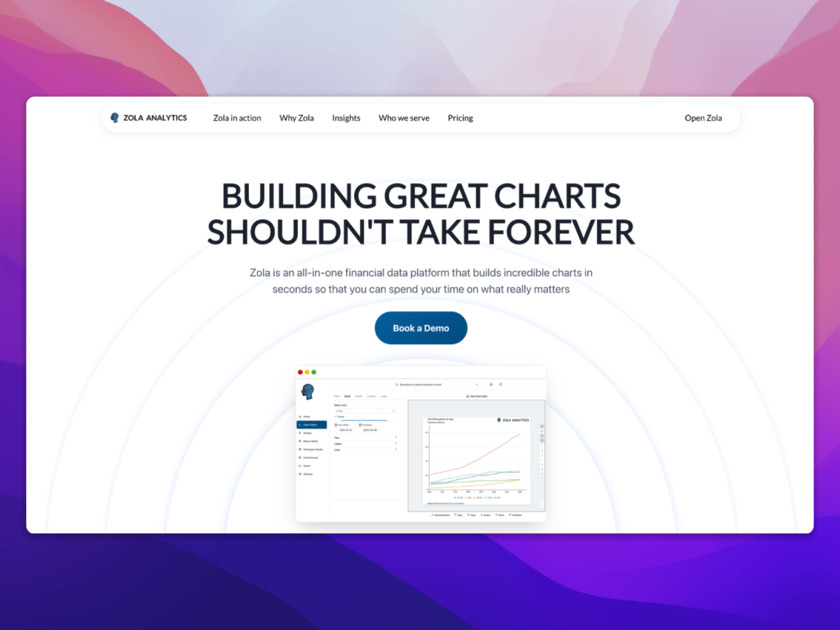 Zola Analytics Landing Page