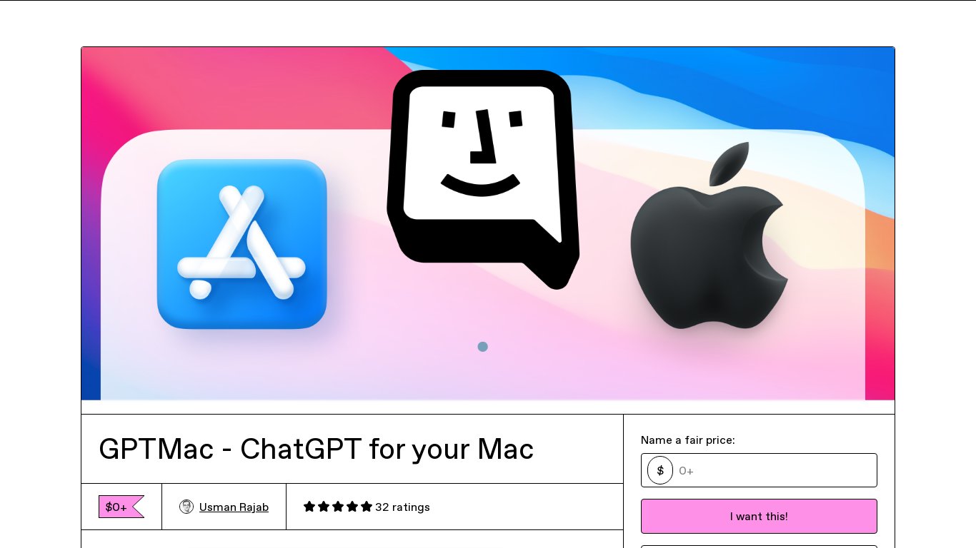 GPTMac Landing page