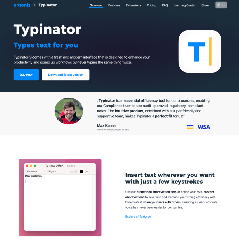 Typinator Landing Page