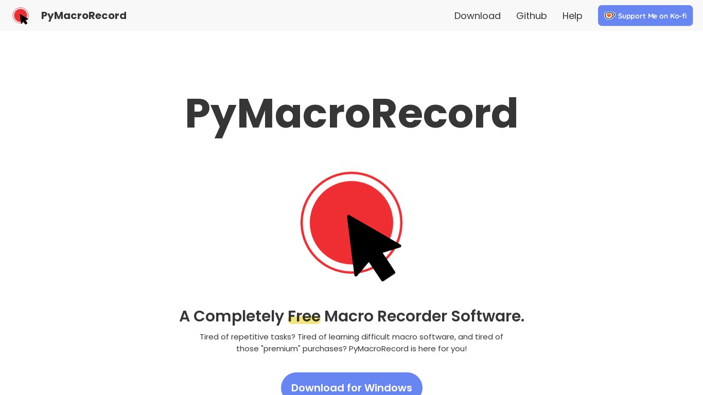PyMacroRecord Landing page