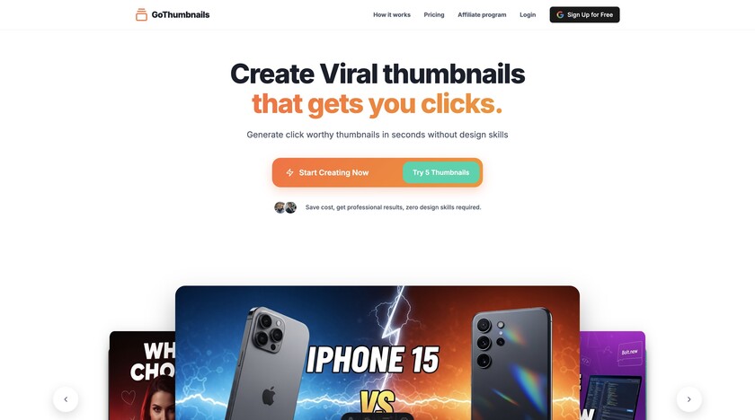 GoThumbnails Landing Page