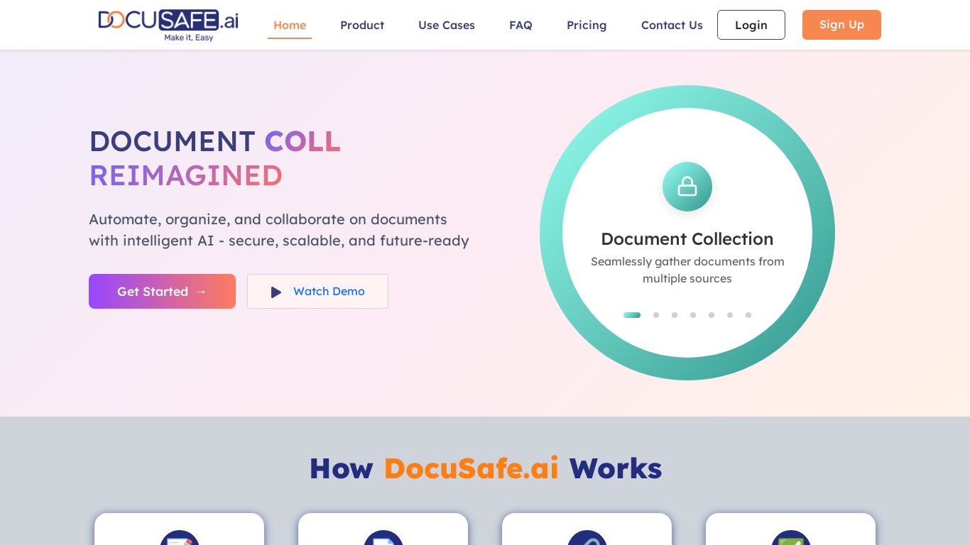 DocuSafe.ai Landing page