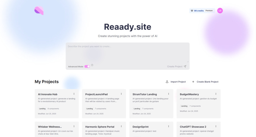 Reaady.site Landing Page