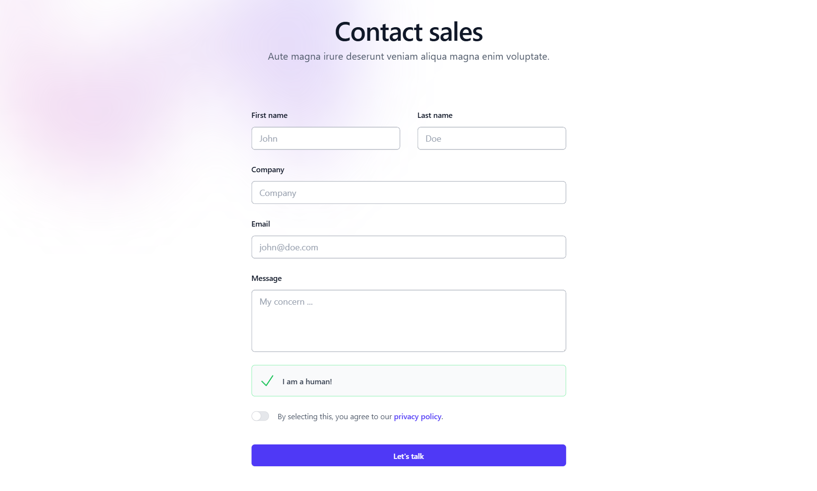 TrustCaptcha A contact form protected with TrustCaptcha could look like this.