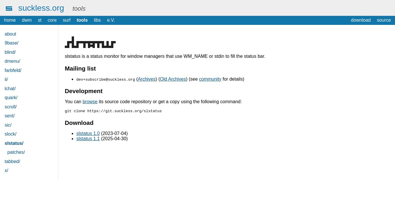 slstatus Landing page