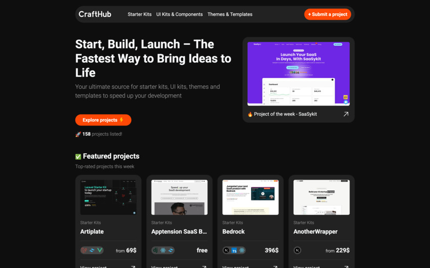 CraftHub.dev Landing Page