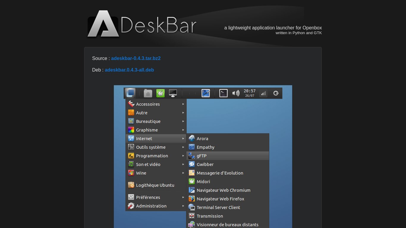 ADeskBar Landing page