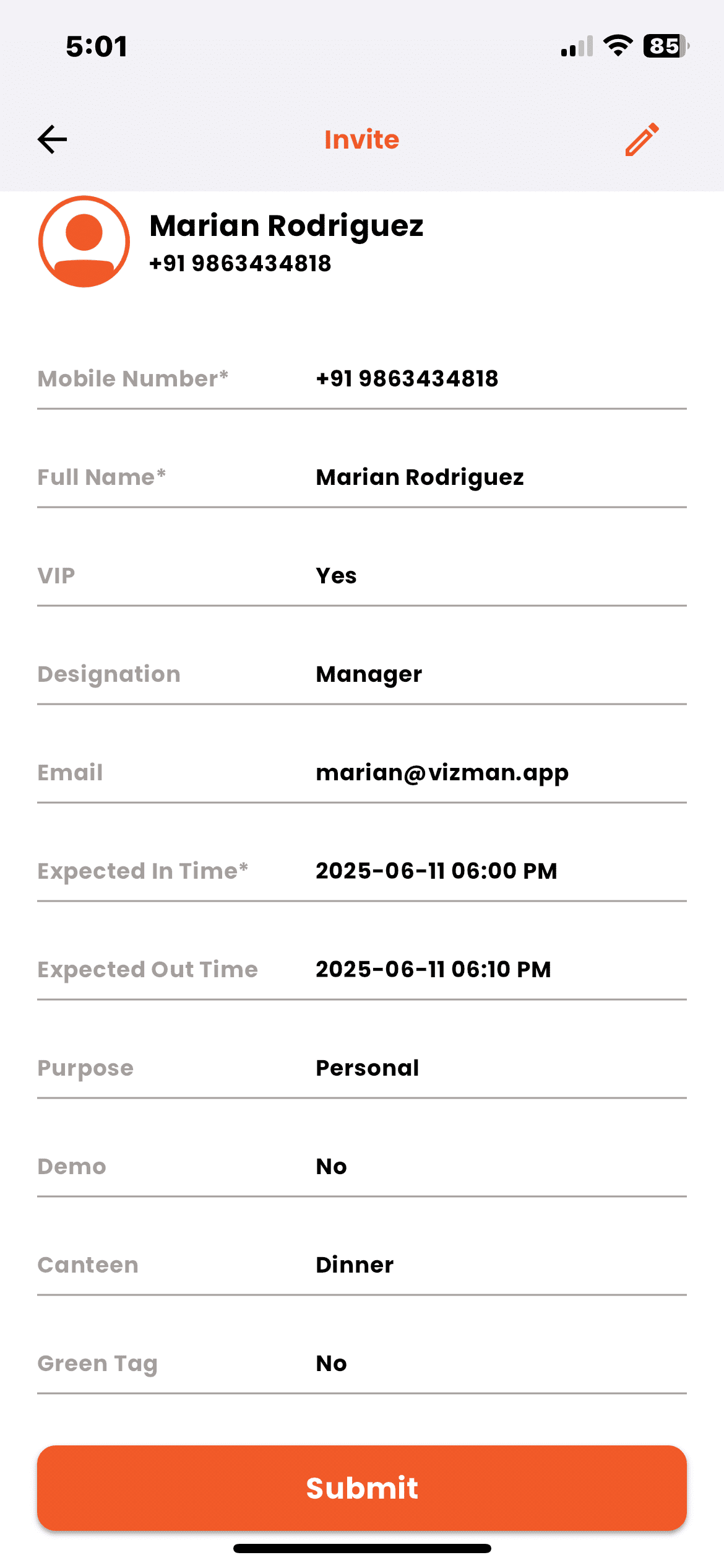 VizMan VizMan Invite Visitors - Mobile Application