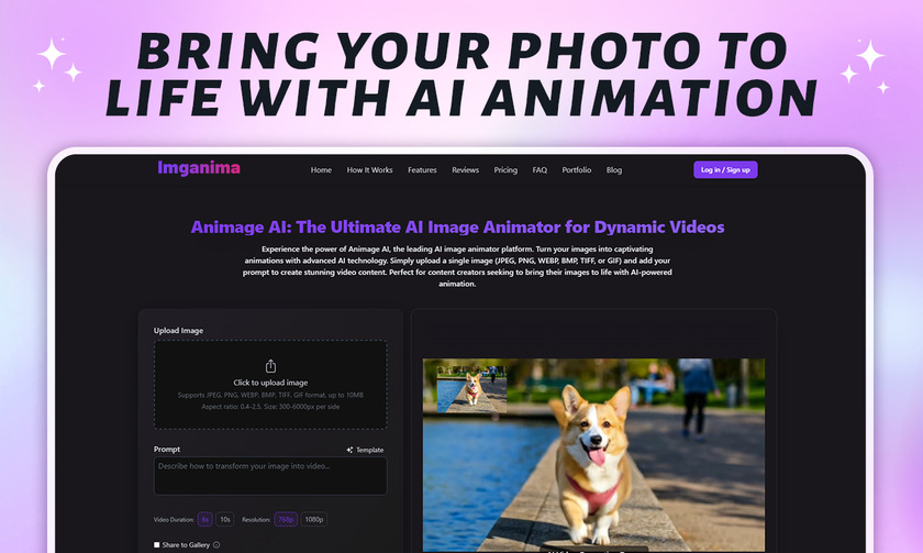 ImgAnima Landing Page