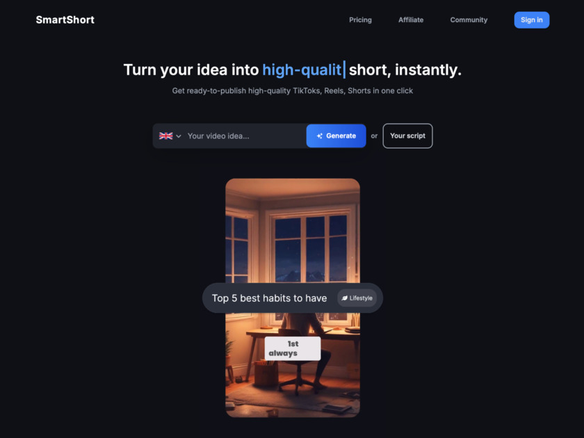 Smartshort Landing Page