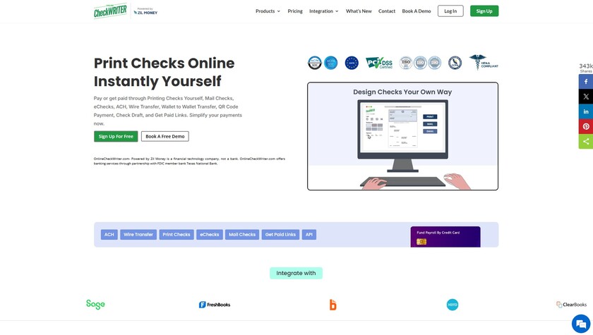 Online Check Writer Landing Page