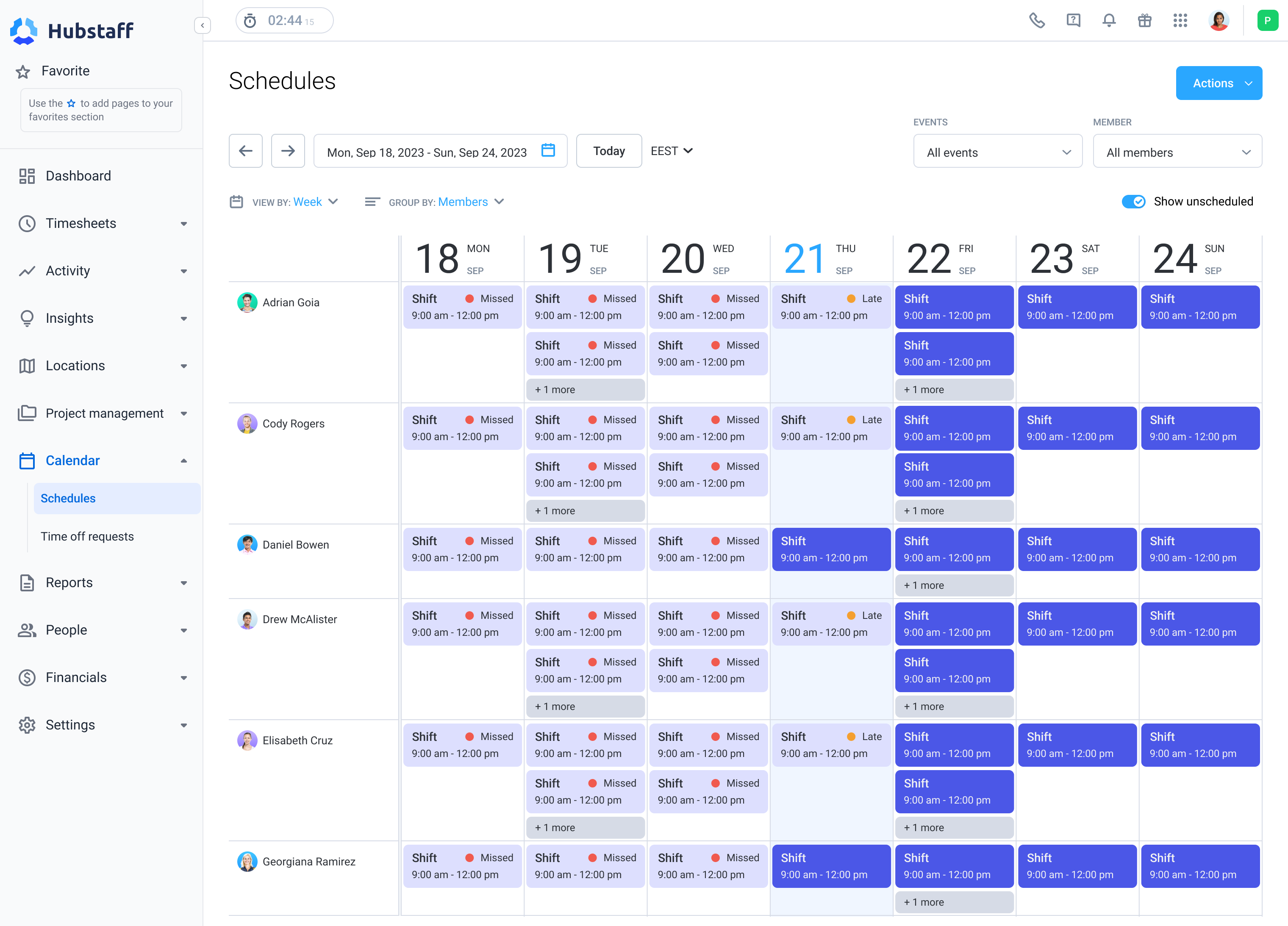 Hubstaff Employee scheduling