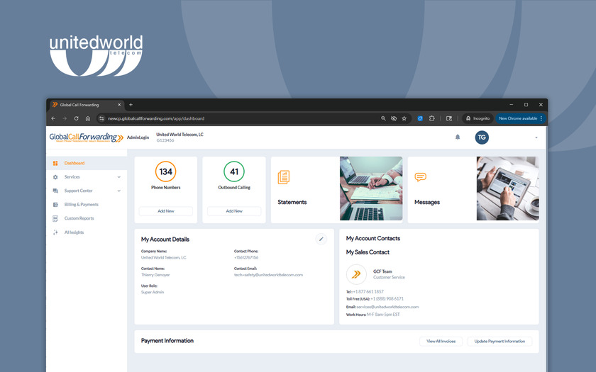 United World Telecom Landing Page