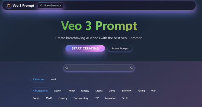 Veo3Prompt.org Landing Page
