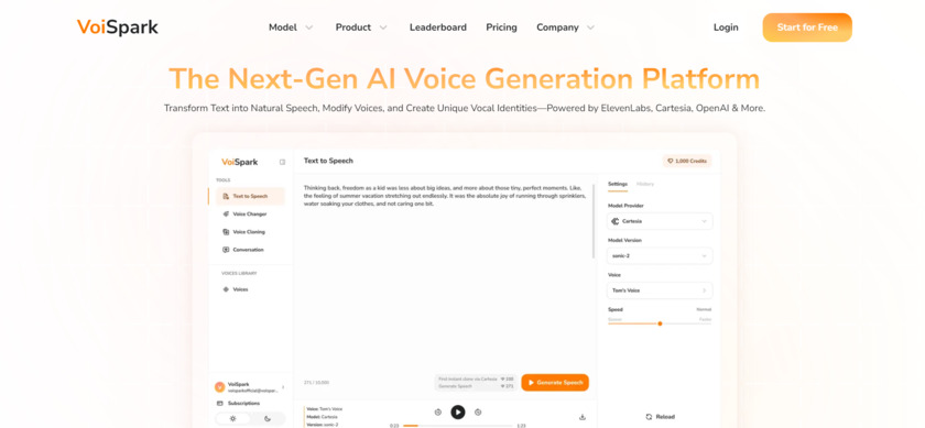 VoiSpark Landing Page