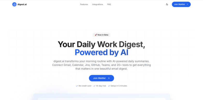 DigestAI Landing Page
