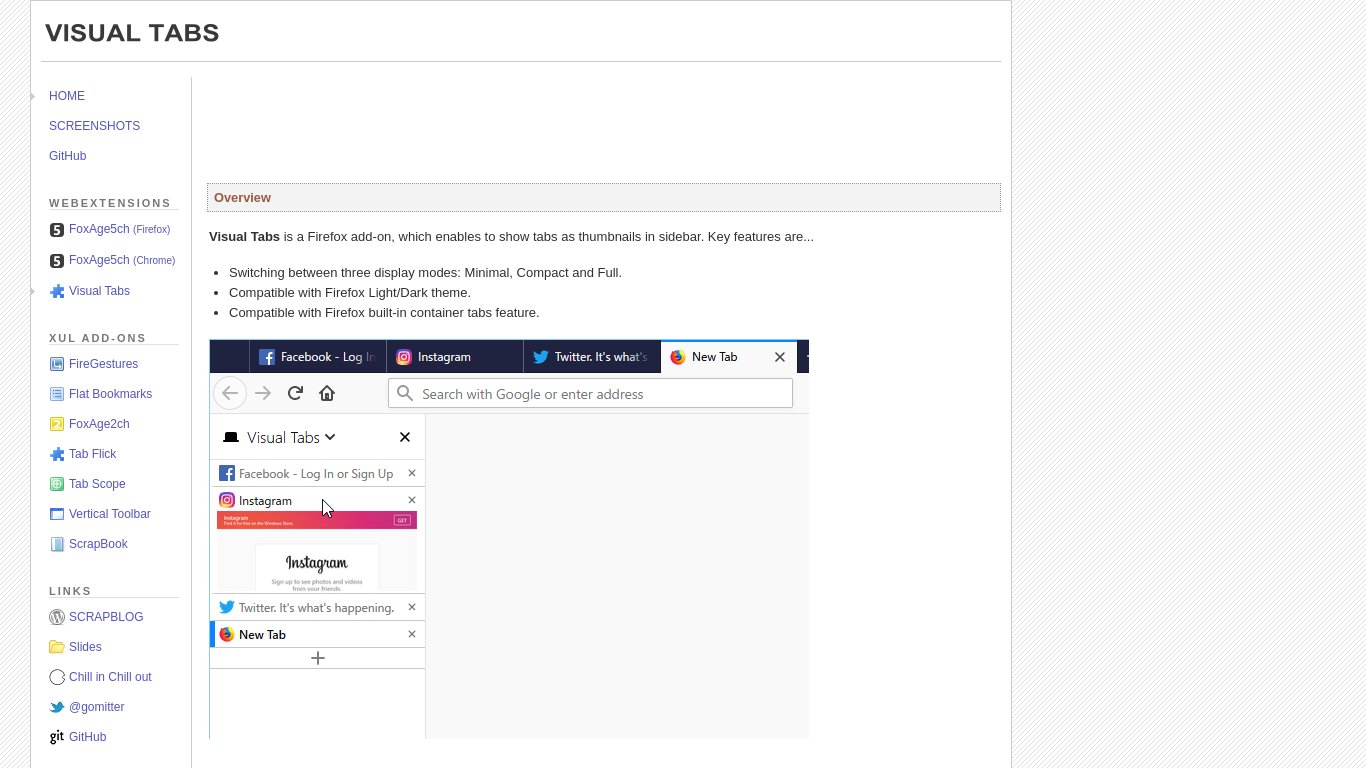 Visual Tabs Landing page
