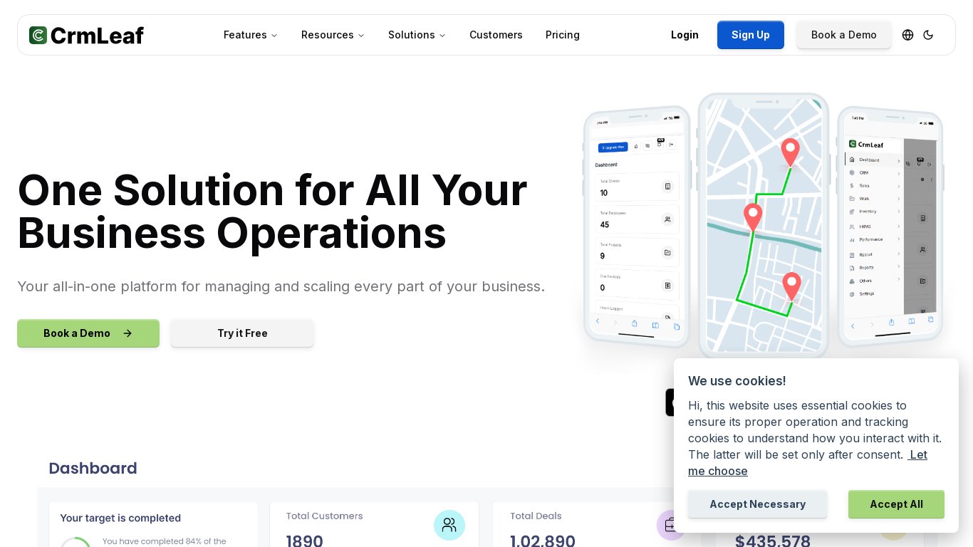CRMLeaf Landing page