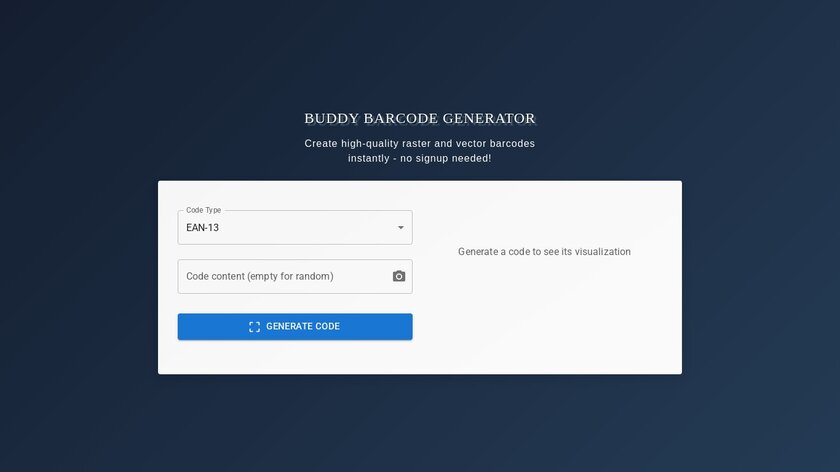 Buddy Barcode Generator Landing Page