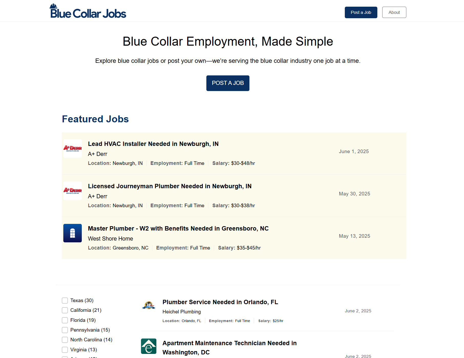 BlueCollarJobs.com Homepage
