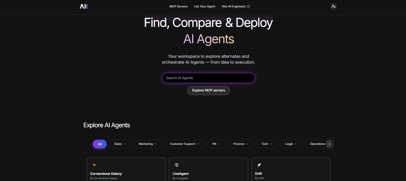 Alternates.ai Landing page