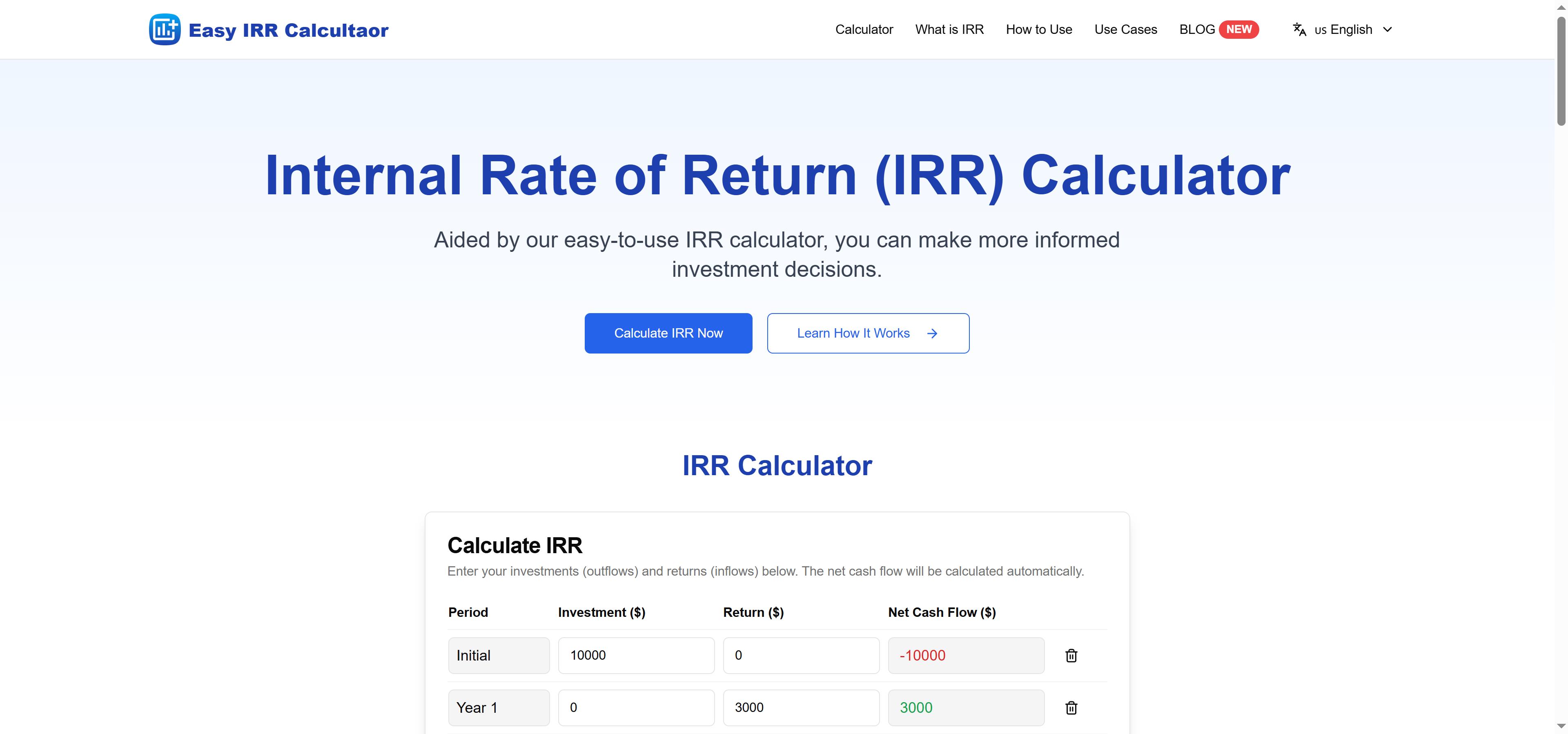 Easy IRR Calculator 