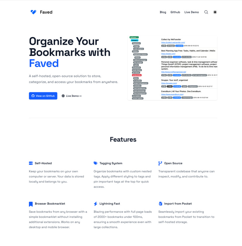 Faved.dev Landing Page