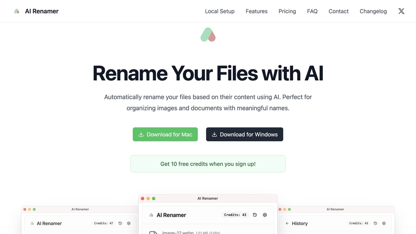 AI Renamer App Landing Page