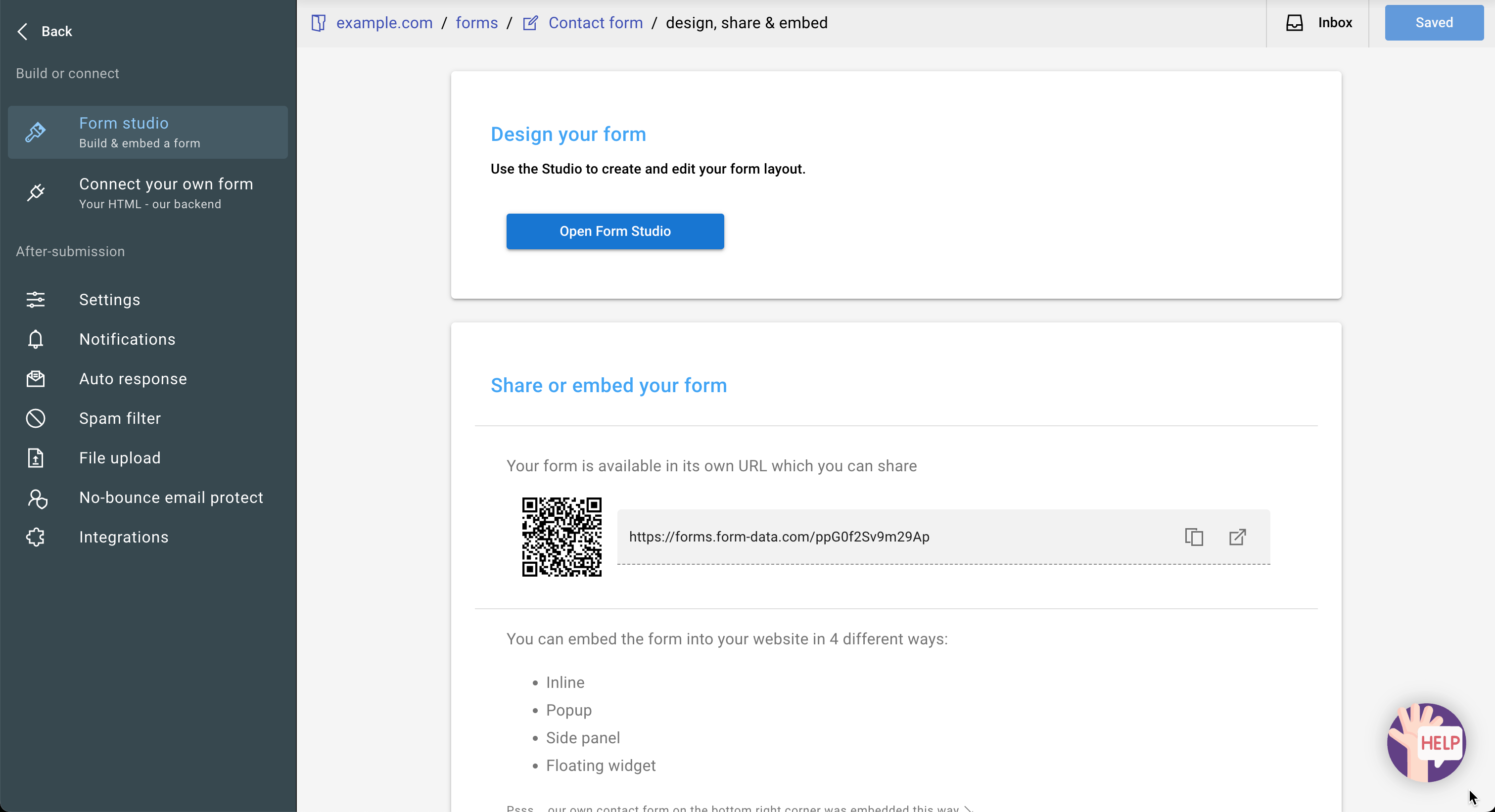 Form-Data Dashboard - form main page