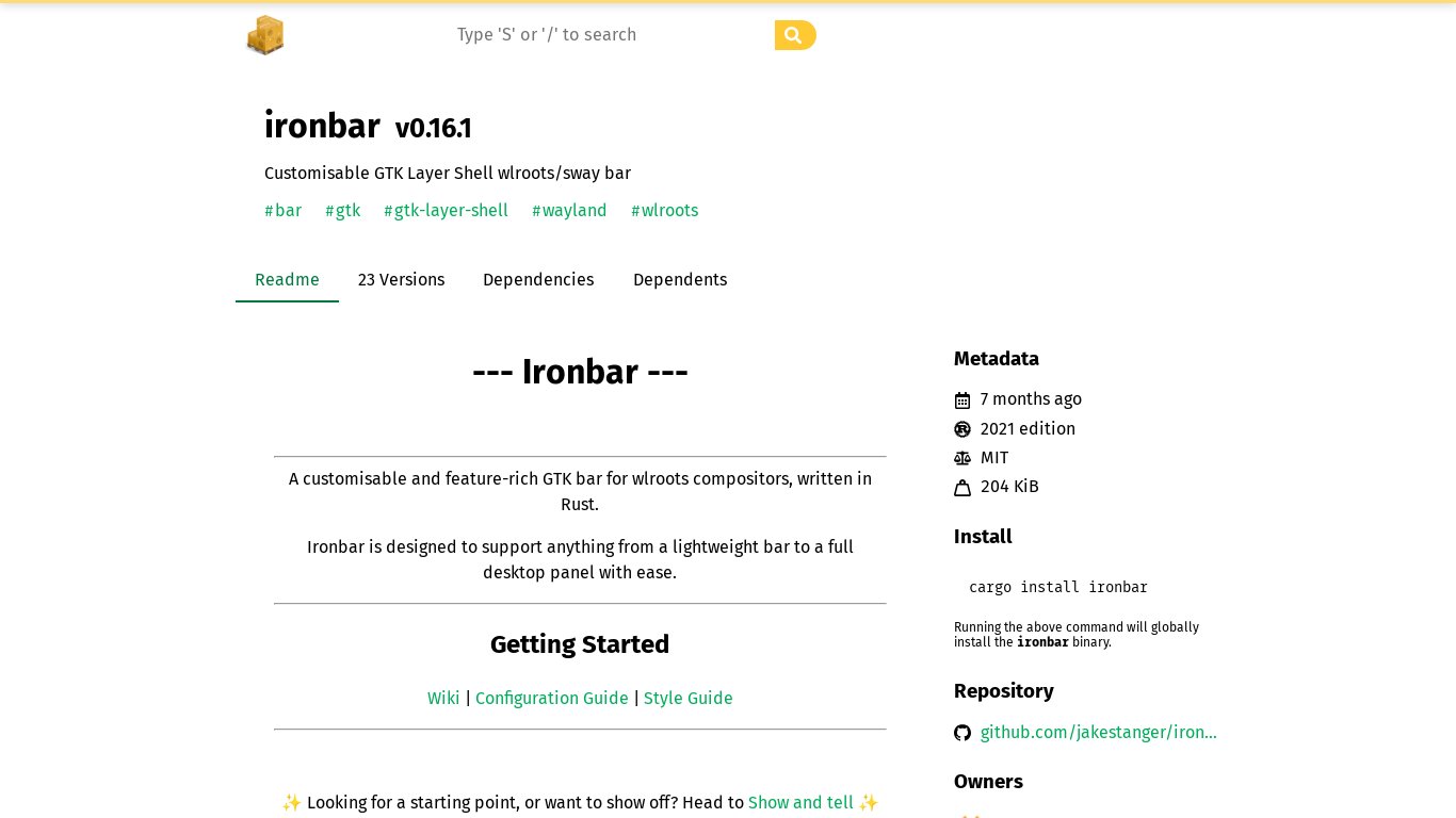ironbar Landing page