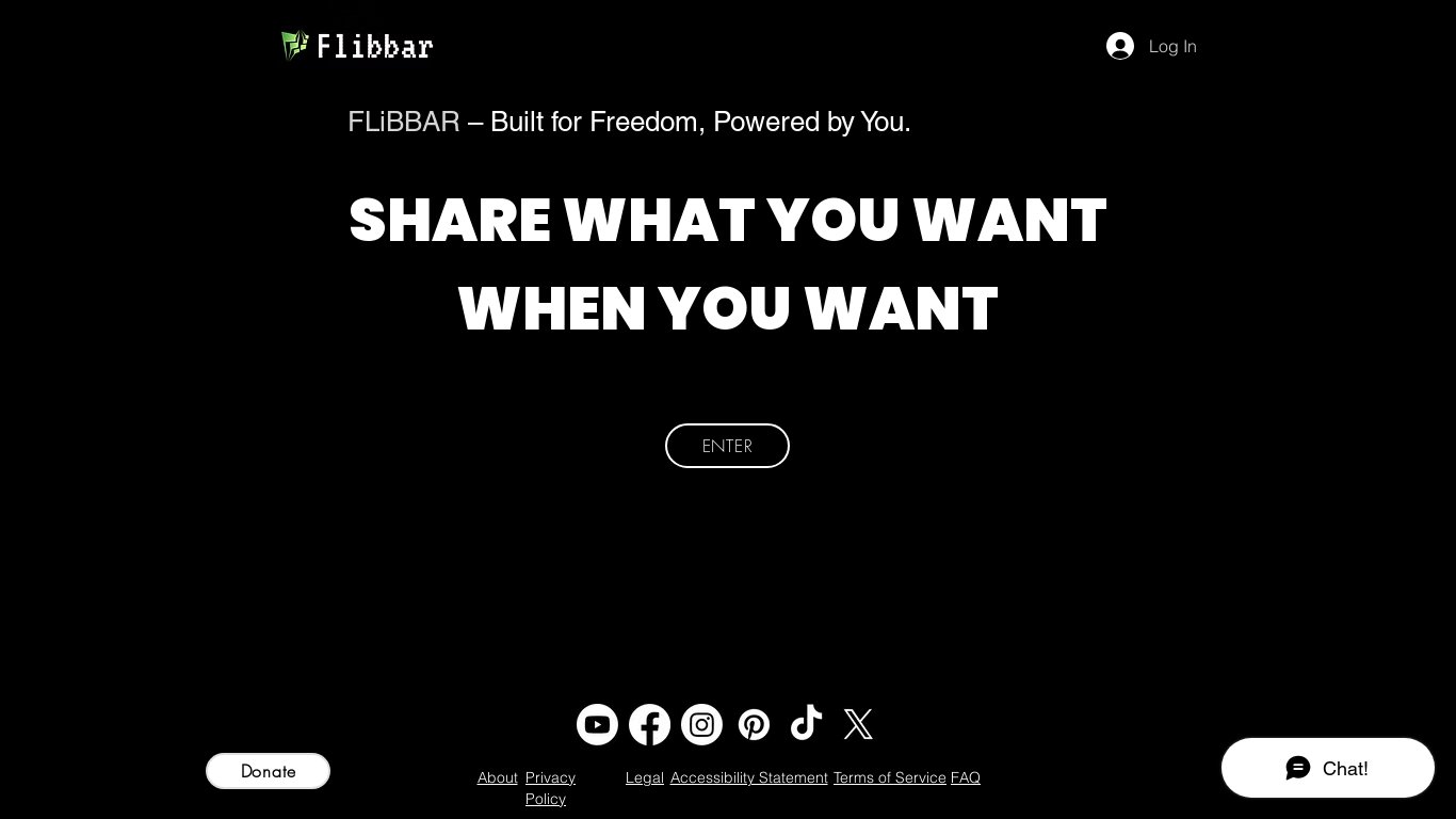Flibbar Landing page