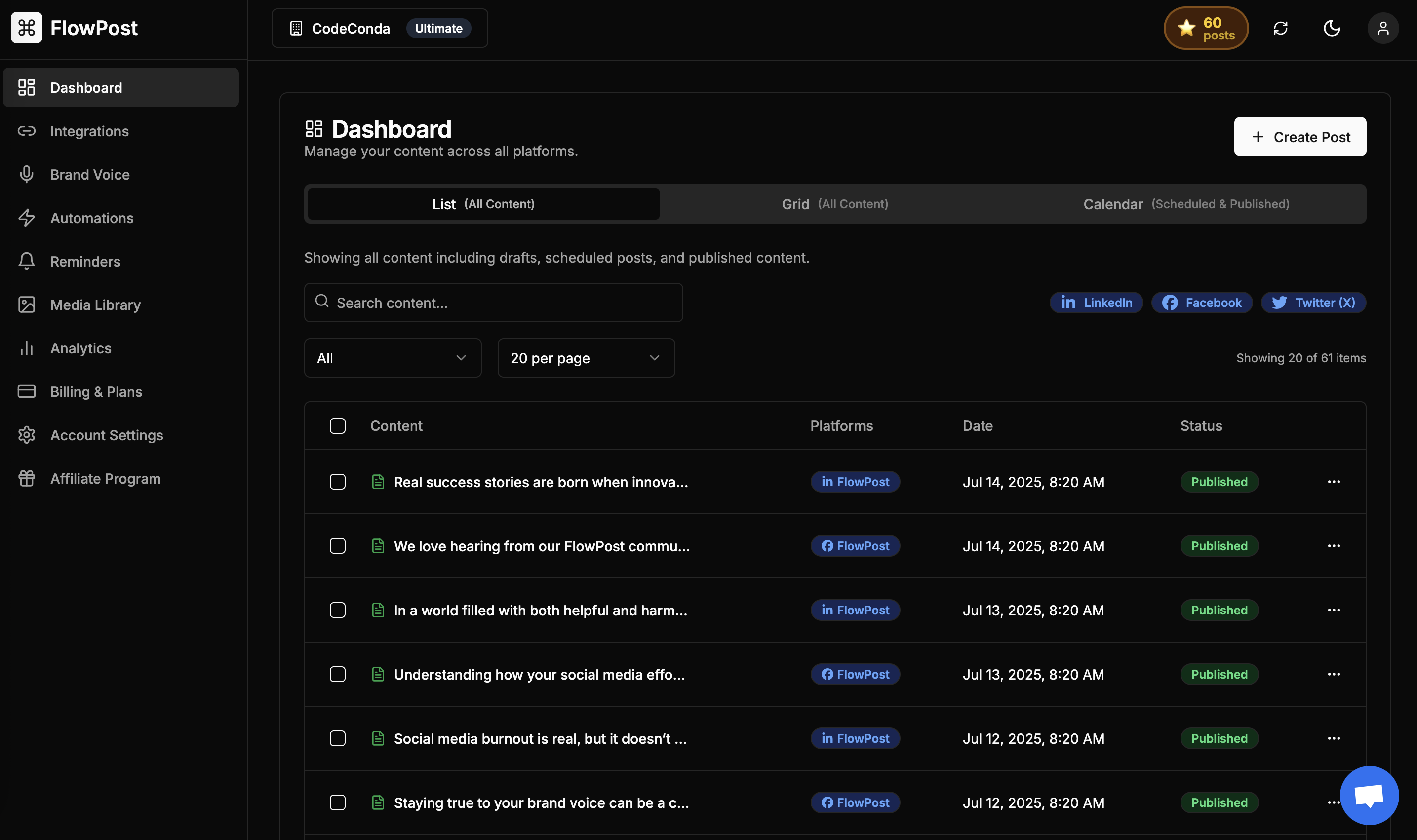 FlowPost Dashboard