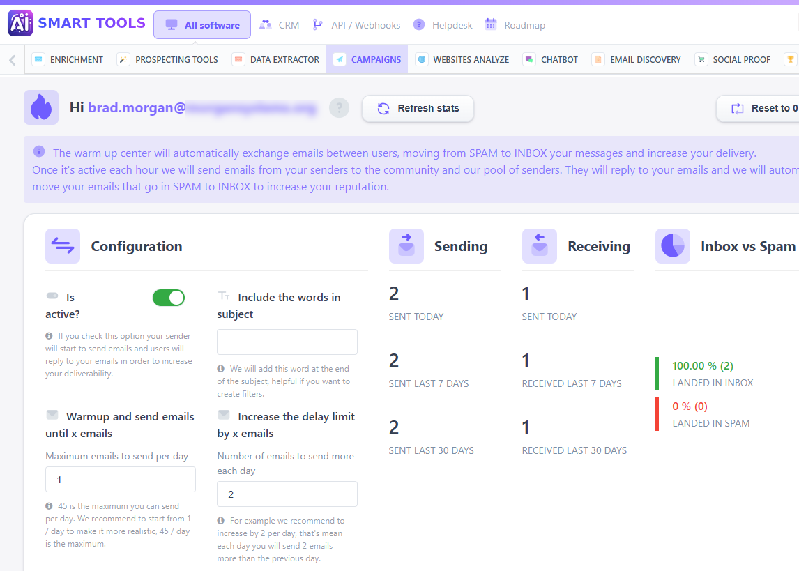 SMART TOOLS by smartlifeskills.ai Automated Email Warmup