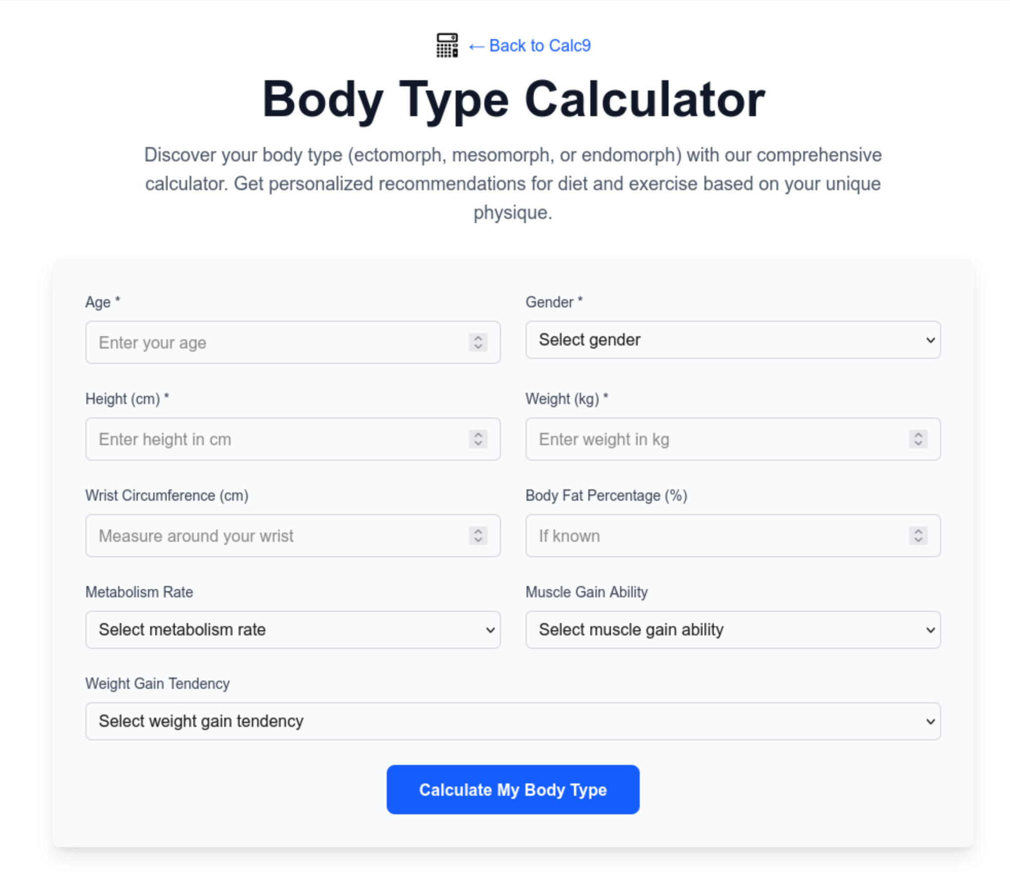 Calc9 body type calculator