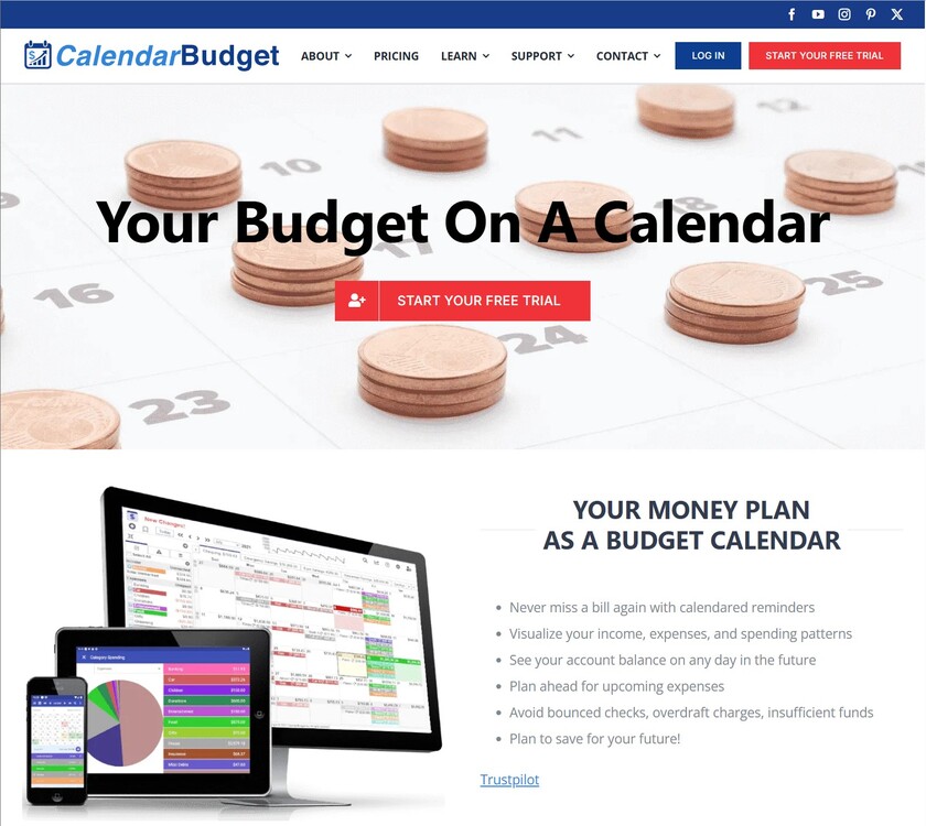 CalendarBudget Landing Page
