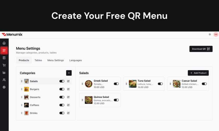 MenuMix Landing Page