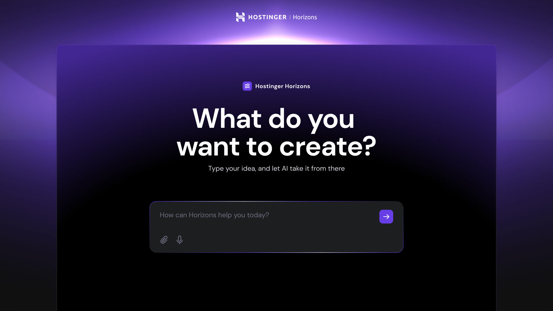 Hostinger Horizons Horizons Homepage