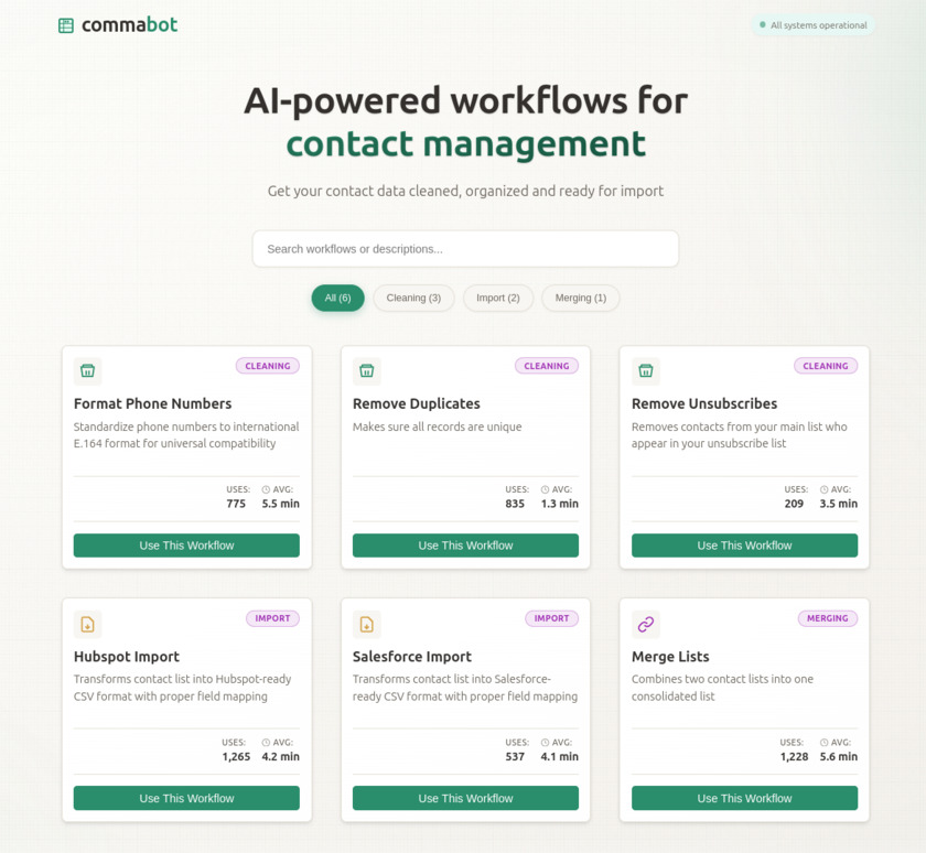 Commabot Landing Page