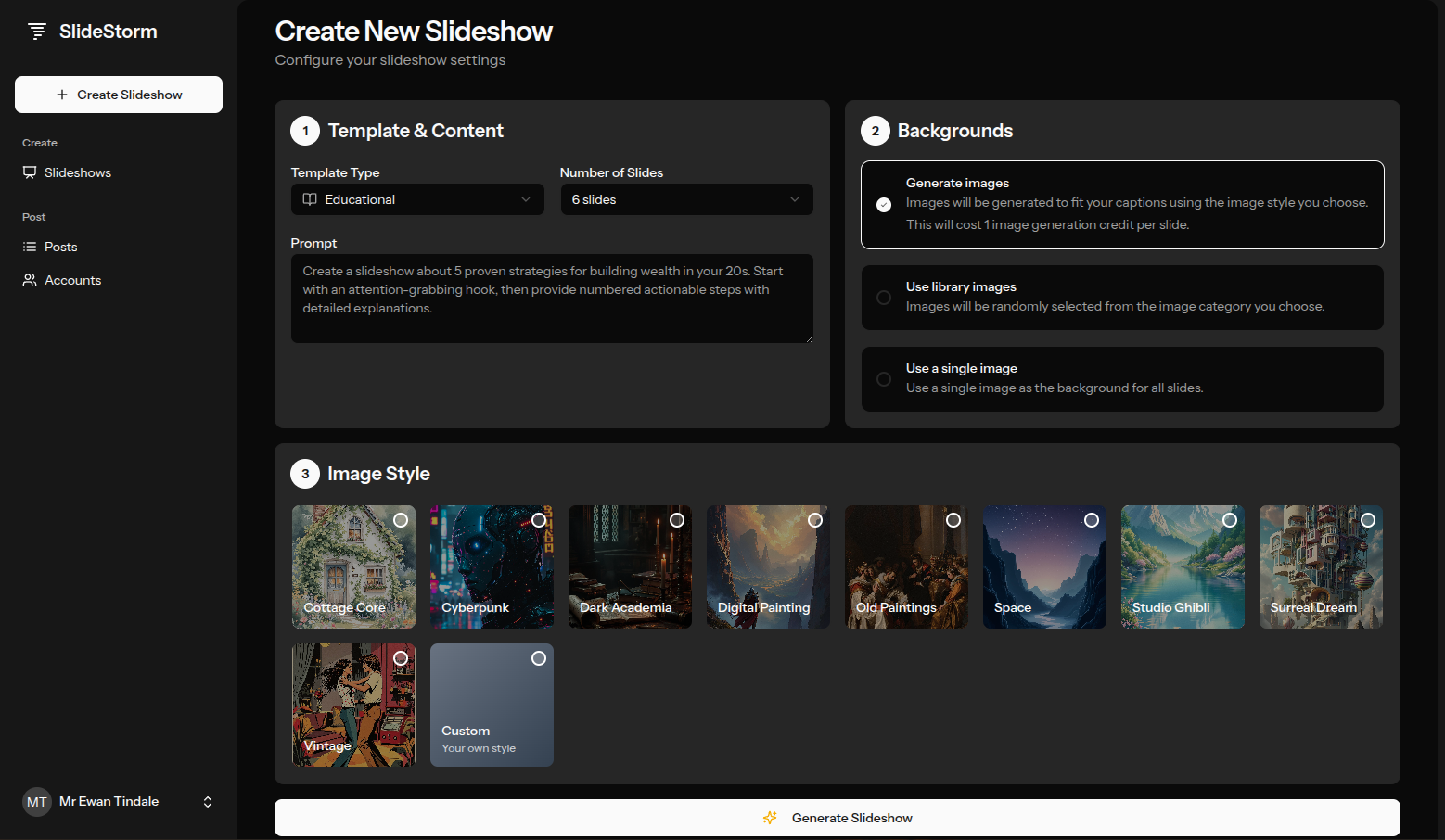 SlideStorm.ai Slideshow Generator